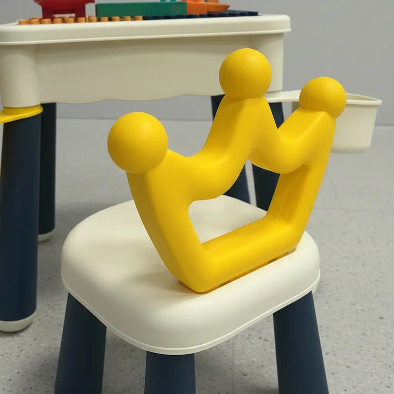 Mesa Didáctica De Bloques Para Armar+silla Infantil Rt1257-1 Color Azul