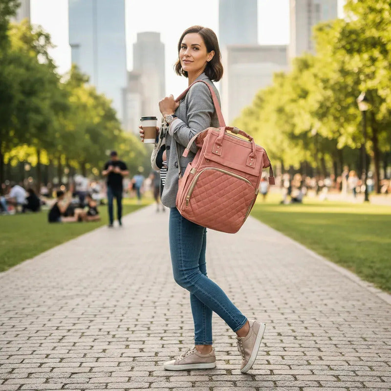 Bolso Pañalera Morral Moderno De Bebe 11519-14 Coral Lisa