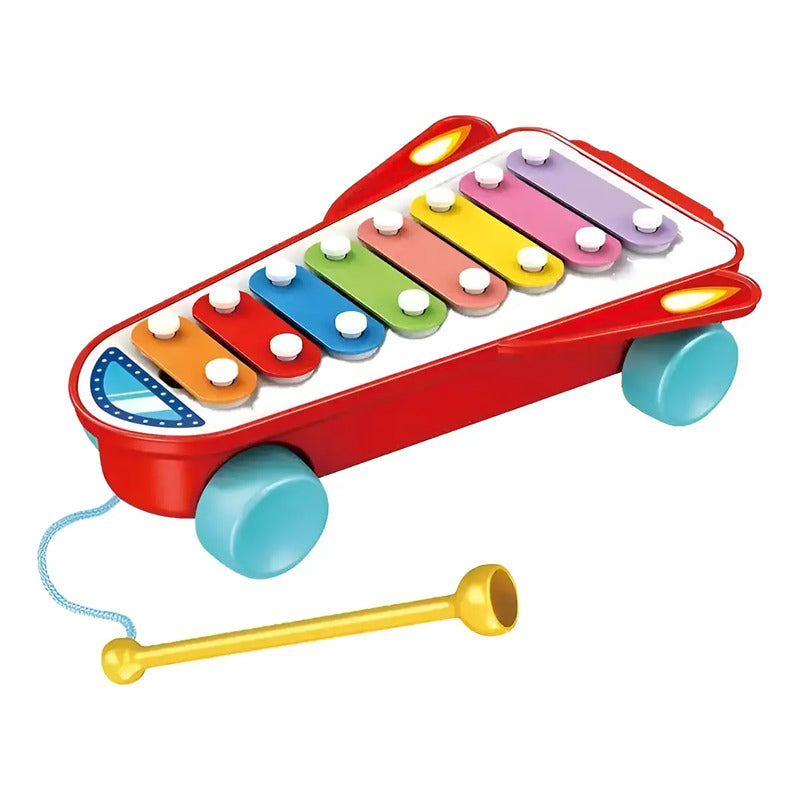 Xilófono Con Ruedas Para Niños, Juguete Musical Educativo De 8 Teclas Rojo