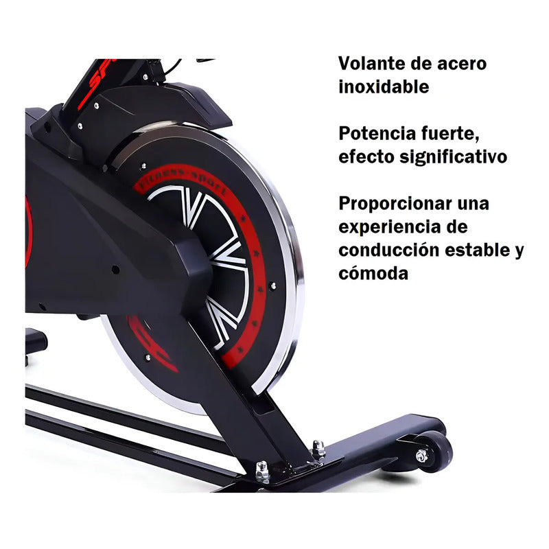 Bicicleta Estática Fitness Station Sport 2024 Spinning Color Negro/rojo