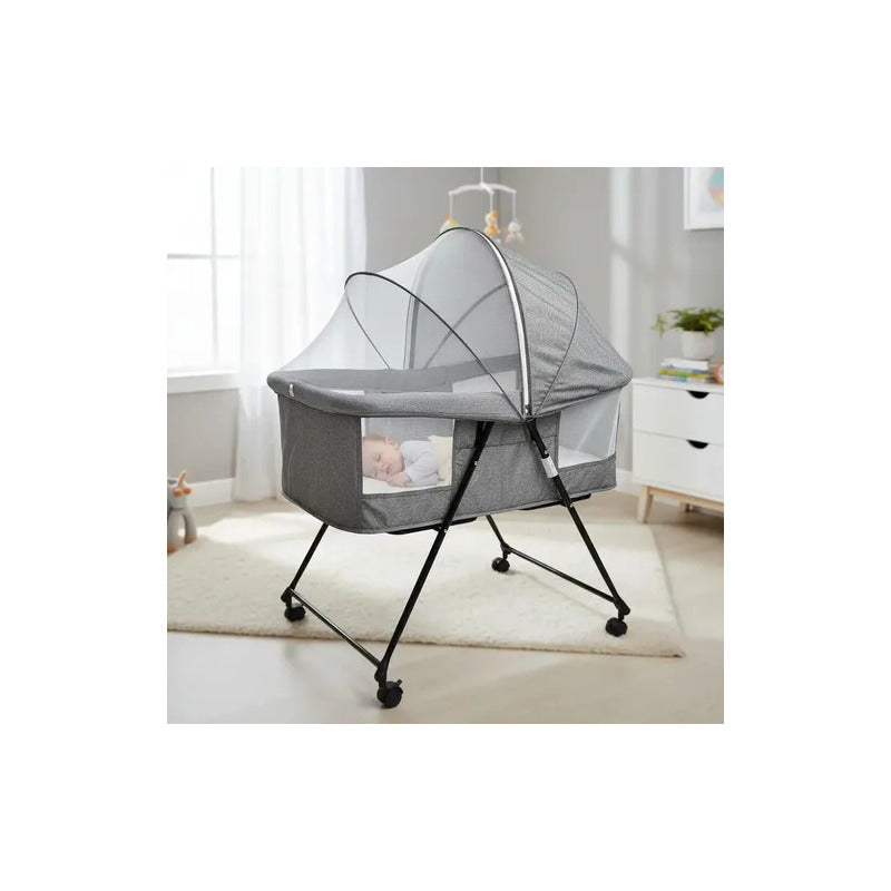 Corral Cuna Mecedora Para Bebé Portátil C118 Gris Gris