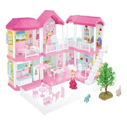 Casa De Muñecas Infantil Cocina Y Comedor, Patio Pretty Rosado