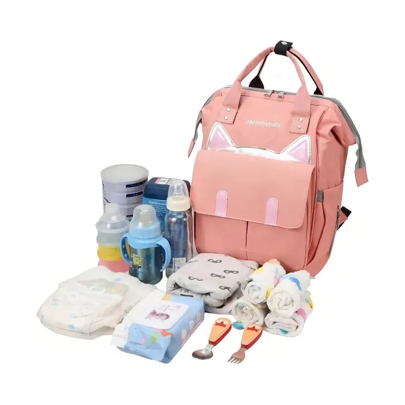 Bolso Pañalera Multifuncional Bebe Mochila Gatico Ref 1403