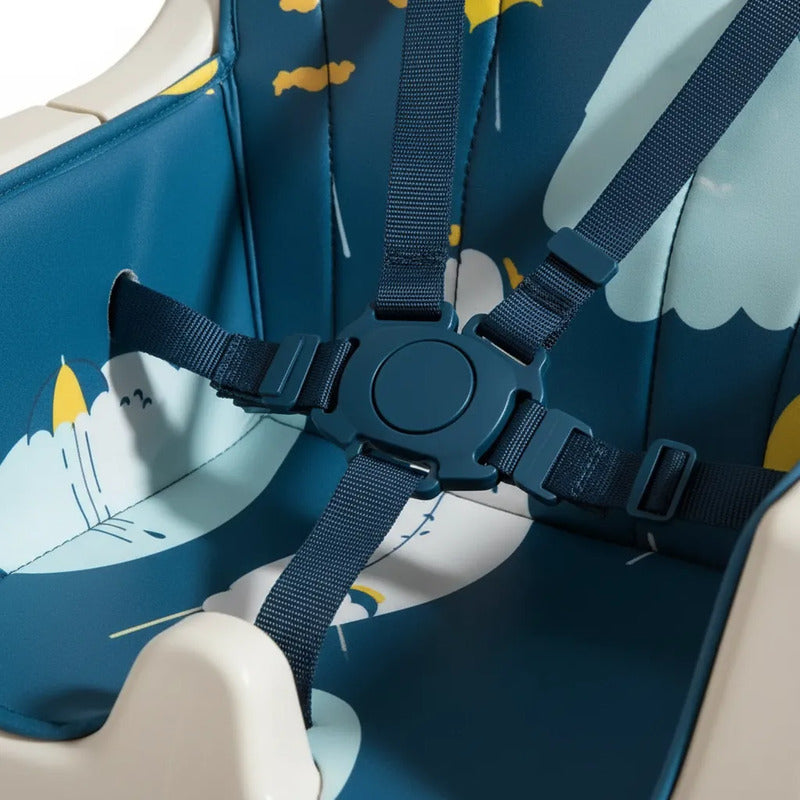 Silla De Comer Para Bebé 2 En 1 Mecedora Niños Azul