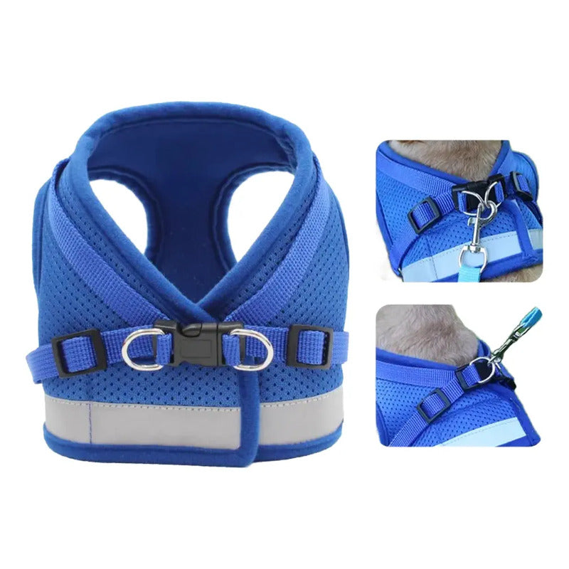 Arnés Pechera Correa Collar Ajustable Para Perros Y Gatos