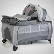 Cuna Corral Camping Plegable Con Toldillo Y Cambiador Rosado Gris Oscuro