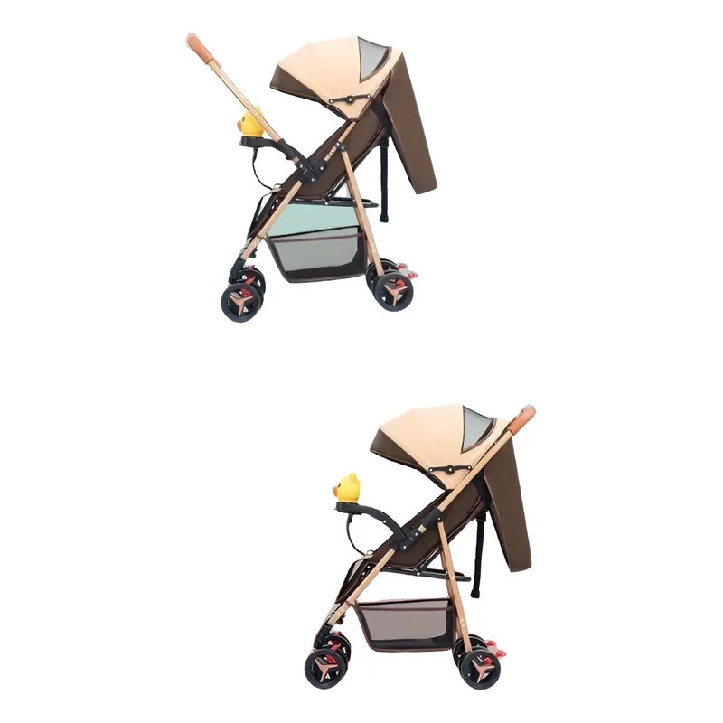 Coche Para Bebe Con Capota Expandible Fino Reversible 701-4 Marrón Dorado