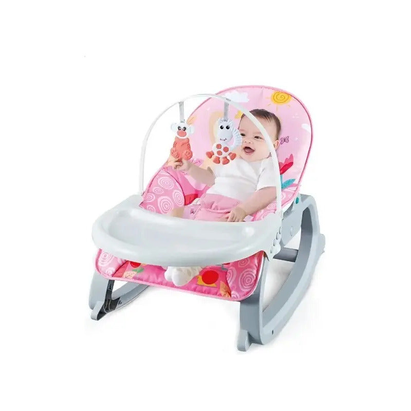 Silla Mecedora Vibradora Crece Conmigo Musical Doble Bandeja Color Azul Manchas
