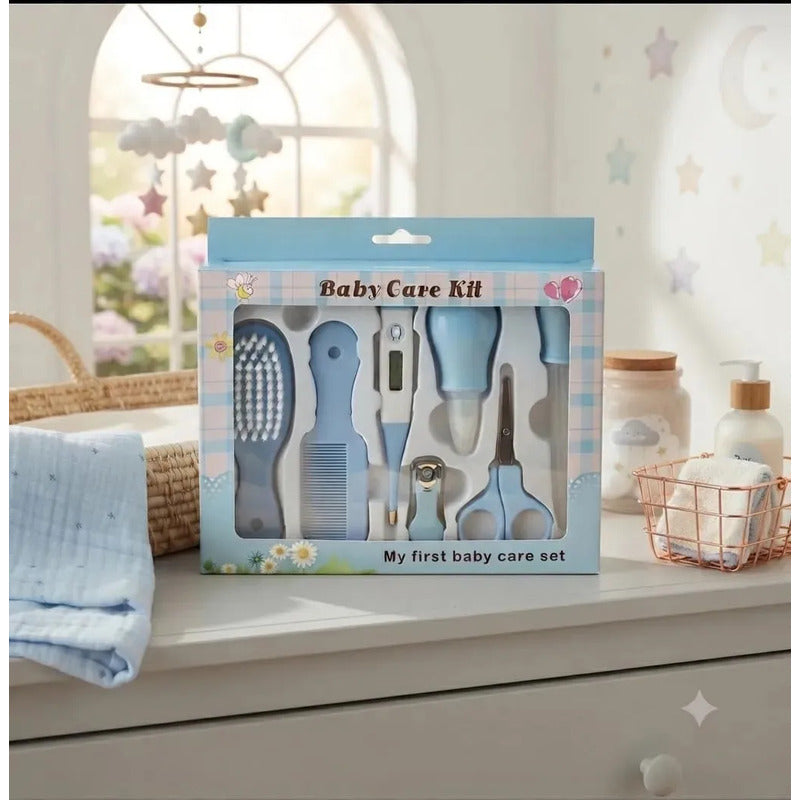 Set Baby Kit Aseo Bebé 8 Piezas Estuche Color Azul Ref Tz-3