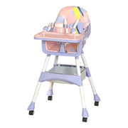 Silla Comedor Para Bebé 2 En 1 Impermeable Freno Juguetes Color Lila Manchas