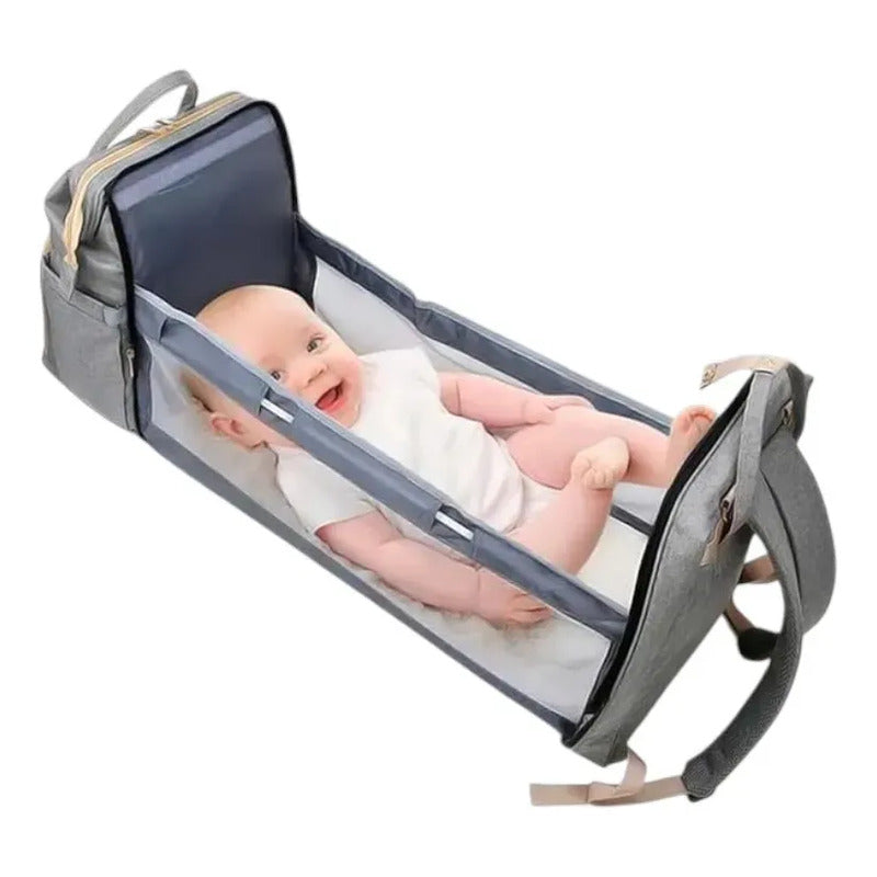 Pañalera Multifuncional Bebe Mochila Con Puerto Usb 10984-1 Azul Liso