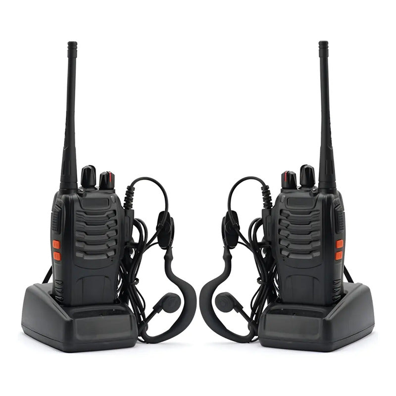 2 Pack Radios Walkie Talkie Bf-888s Recargable,con Manos Libres Color Negro Baofeng Uhf
