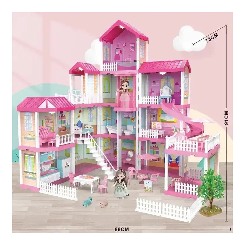 Casa De Muñecas Infantil Grande Cocina Y Comedor 1260 Rosa