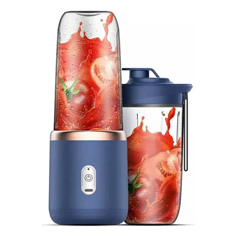Mini Licuadora Portátil Con Doble Vaso 400ml Azul 12v