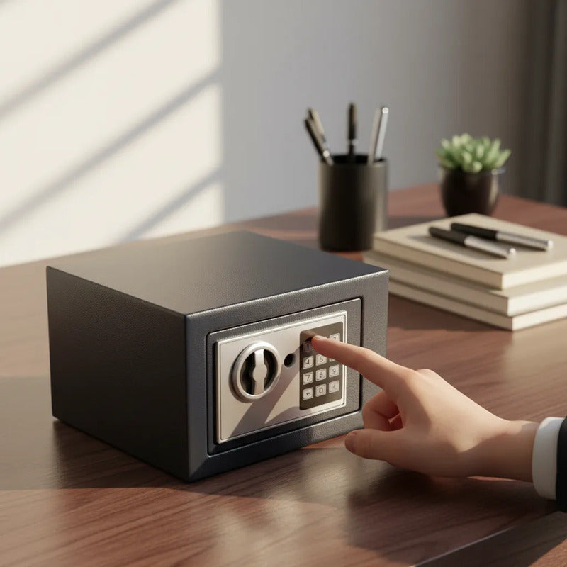 Caja Fuerte Digital Negra Con Código Y Llave Negro