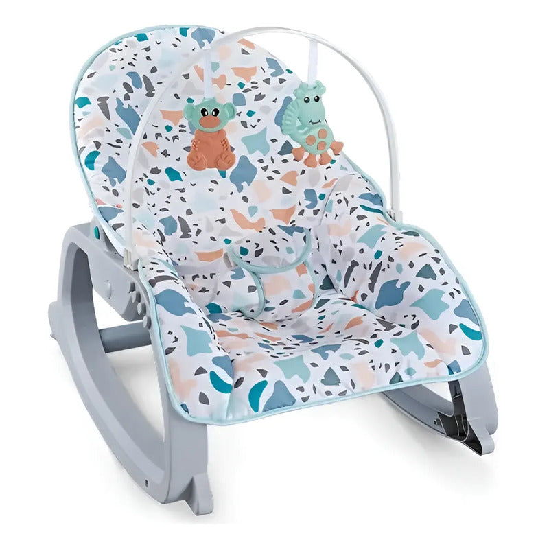 Silla Mecedora Vibradora Crece Conmigo Musical Doble Bandeja Color Azul Manchas