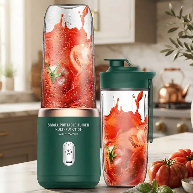 Mini Licuadora Portátil Con Doble Vaso 400ml Verde 12v