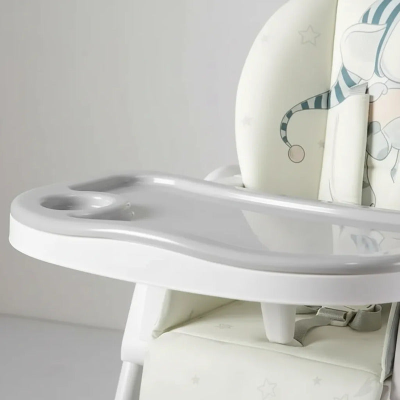 Silla Comedor Kidshop Doble Bandeja Plegable Elefante Blanco