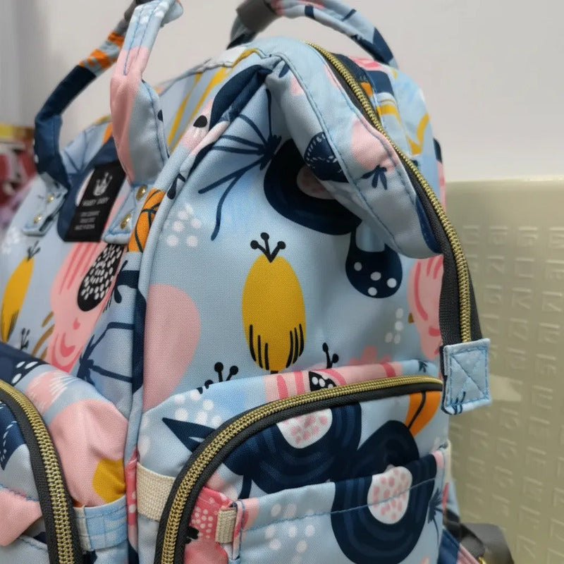 Bolso Pañalera Morral Moderno De Bebe Estampados 11519-13 Agua Flores