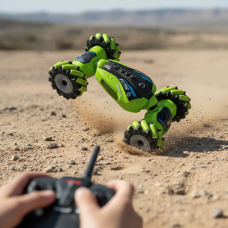 Vehículo De Juguete Twister Stunt Car 360 Con Control Por Sensor Y Giro Verde