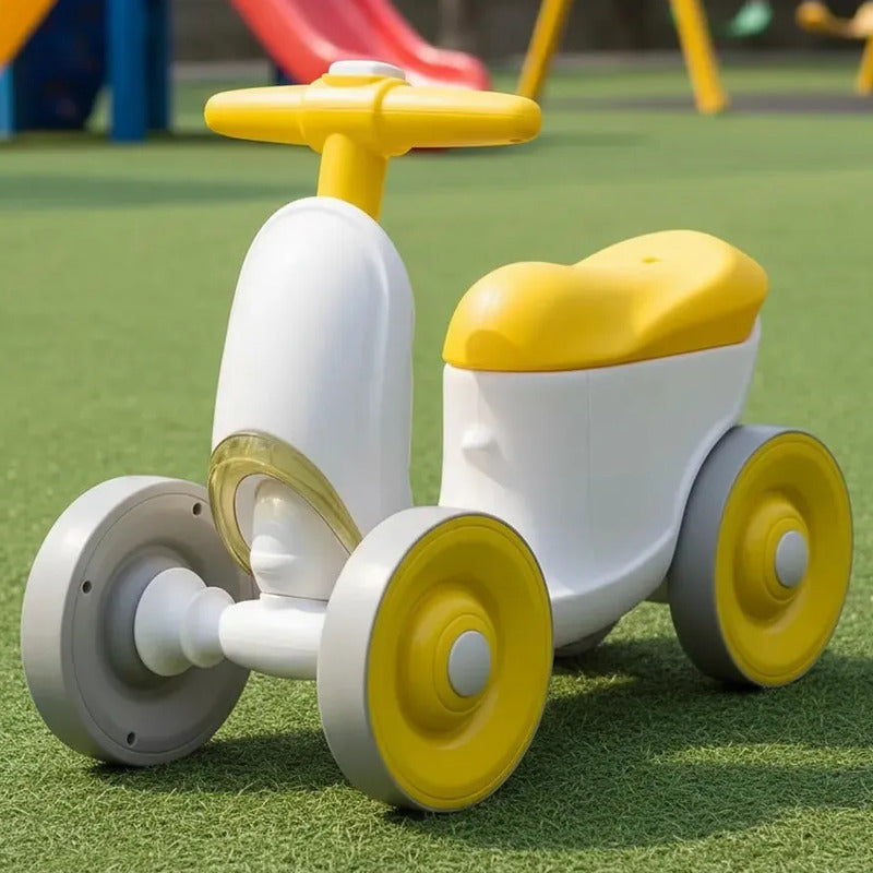 Carrito Montable Impulso De Bebe Luces Y Sonido Color Amarillo-blanco