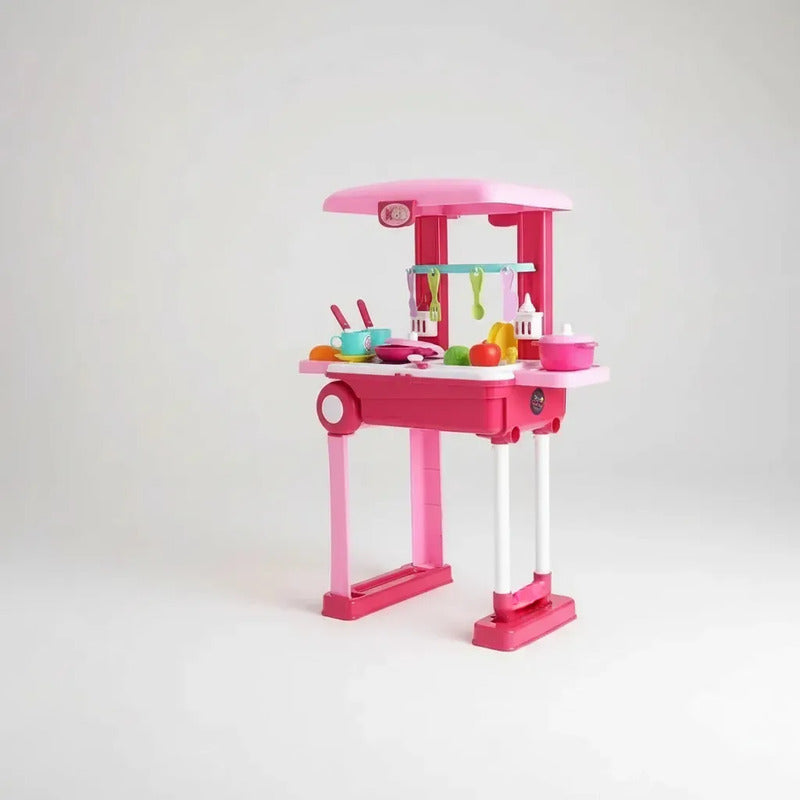 Set De Cocina Infantil Portátil Maleta 008-921 Rosa Chicle