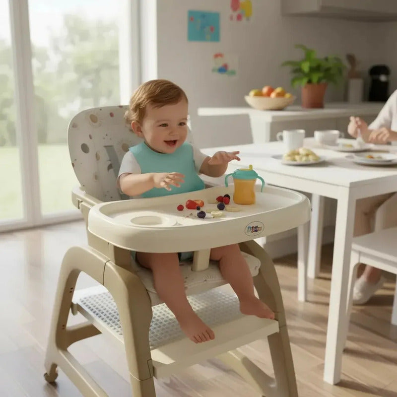 Silla Comedor Escritorio Multifuncional 3 En 1 Bebes O Niños Beige