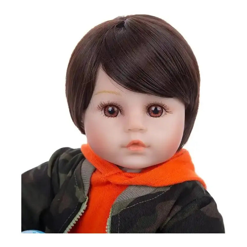 Bebe Aspecto Realista Niño + Accesorios Camuflado