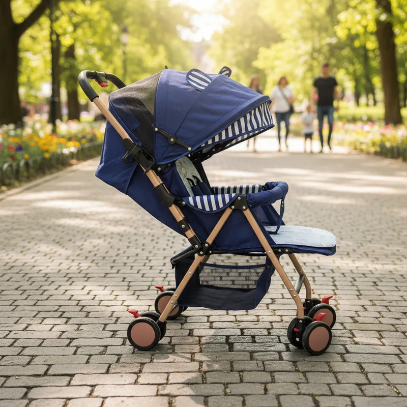 Coche Paseador Para Bebe Facil De Cerrar Y Reversible 803-7 Azul Dorado