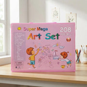 Set De Arte 208 Piezas Con Maletín, Colores Y Crayones Rosa Chicle