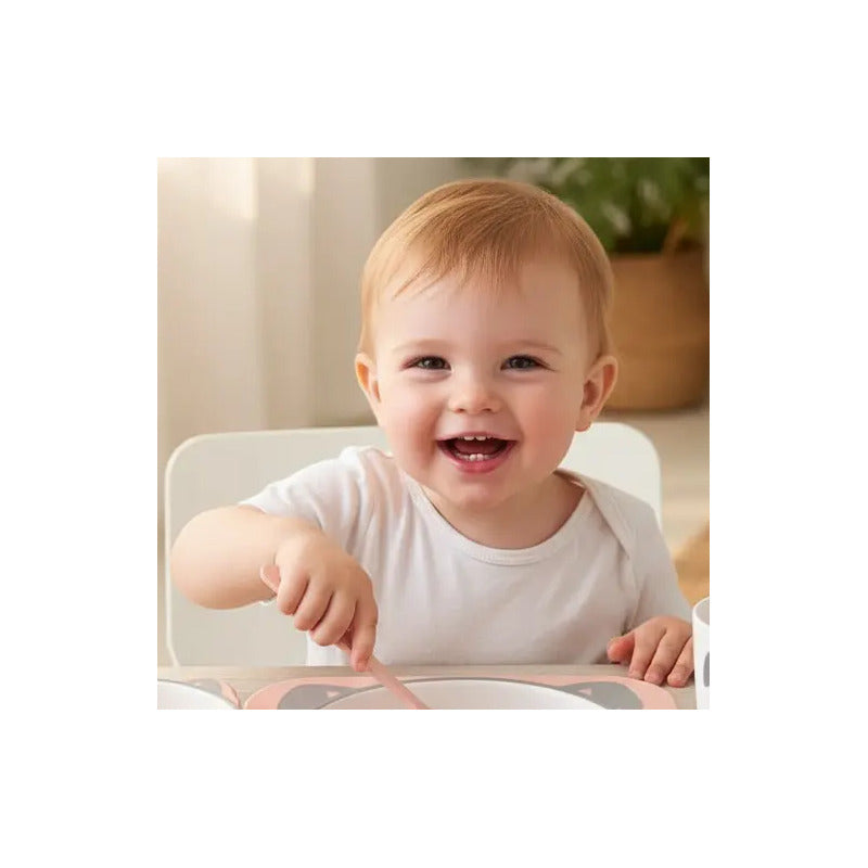Set Vajilla Bebes Niños Bambu 5 Piezas Plato Con Divisiones
