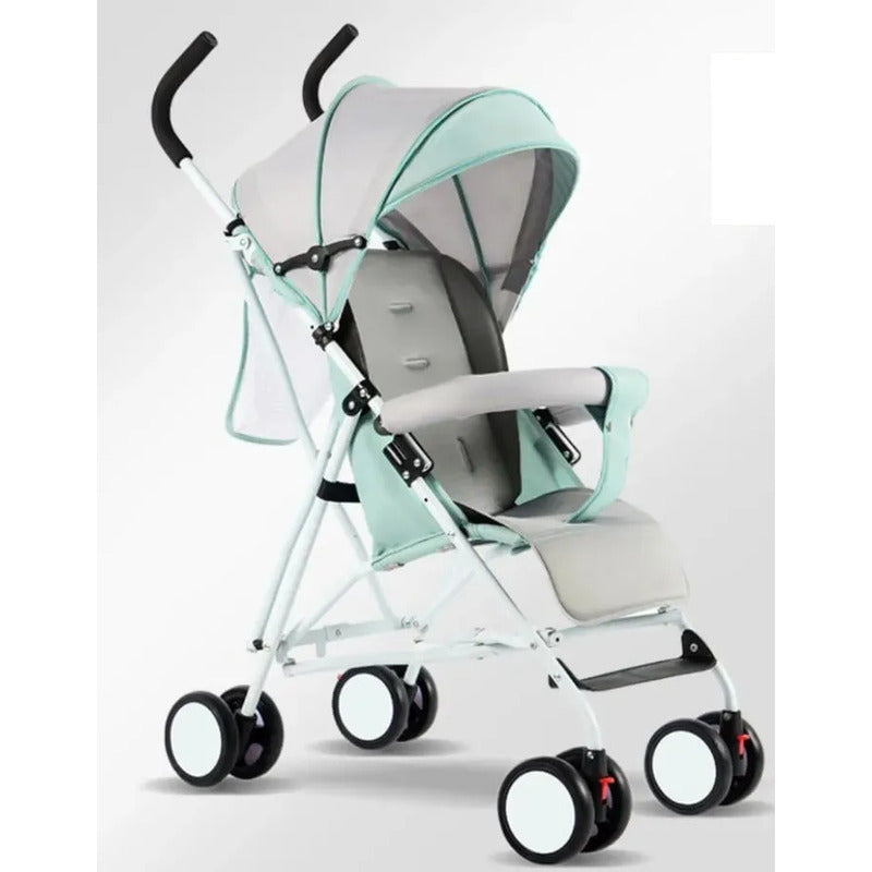 Coche Paseador Moody Pd-701-2 Verde Claro Capota Retráctil Plegado Fácil 30kg Blanco