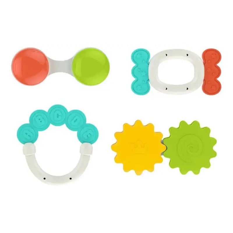 Set Kit De Mordedores Y Sonajeros X 4 Unidades He0152 Turquesa Sonajeros Y Mordedores