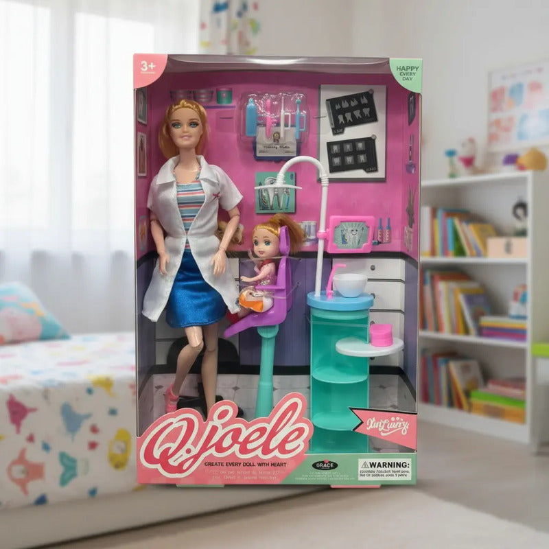 Muñeca Odontóloga Con Accesorios Y Bebe Paciente K153-1