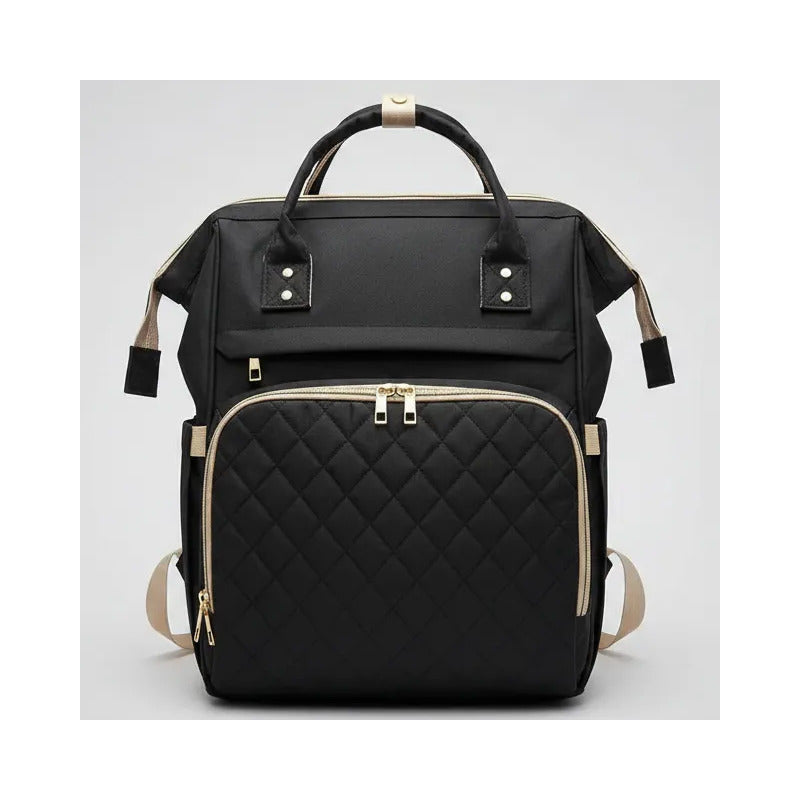 Bolso Pañalera Morral Moderno De Bebe 11519-14 Negro Lisa