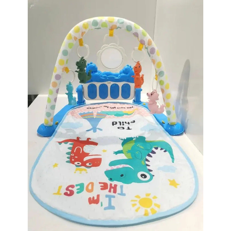 Gimnasio Piano Manta Con Sonajeros Para Bebes Y Con Sonidos Color Celeste Expreso Polar
