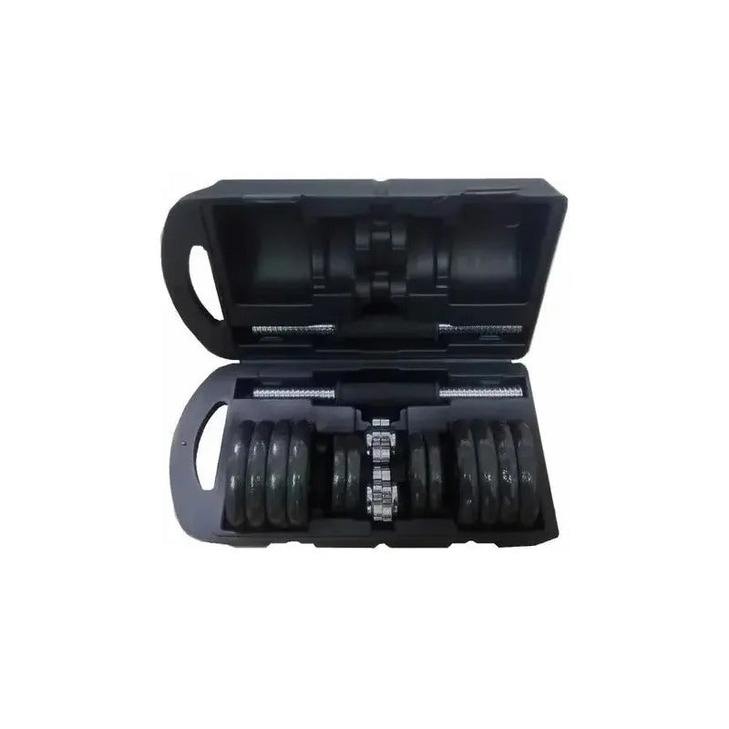 Kit Pesas Mancuernas 20 Kg 40 Lb Gimnasio Portatil + Estuche Negro