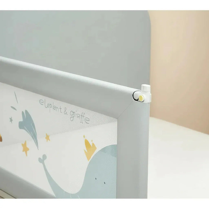 Barandilla Protector De Cama Bebe Infantil Seguridad 2/1.9 Gris Jirafa -elefante