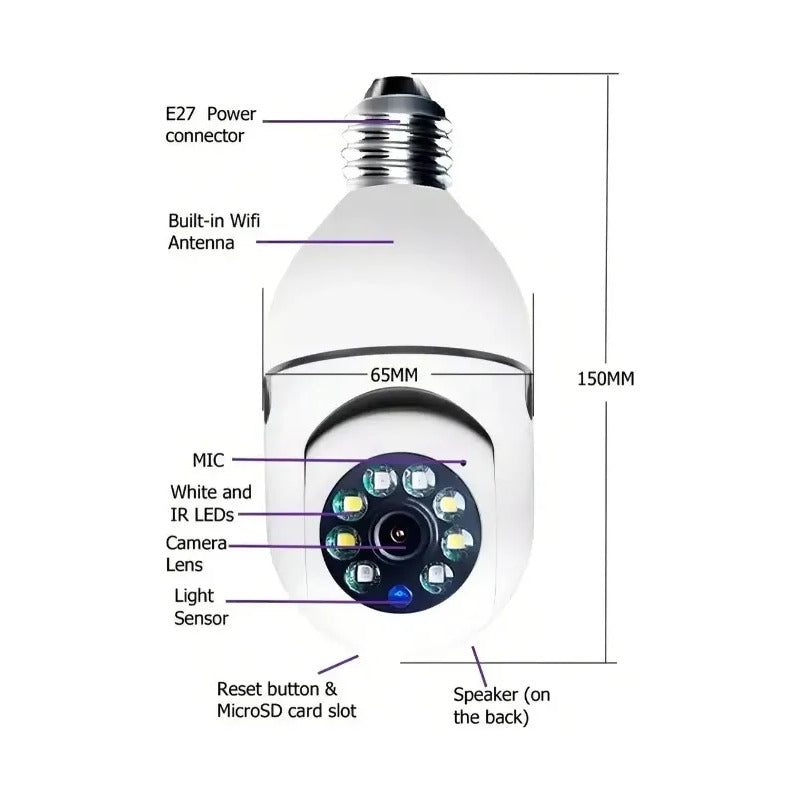 Camara Ip De Seguridad Ampolleta Motorizada Je-2563 Blanco