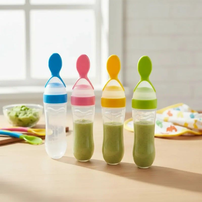 Tetero Cuchara De Alimentos Para Bebés - Fácil Uso Y Seguro Amarillo