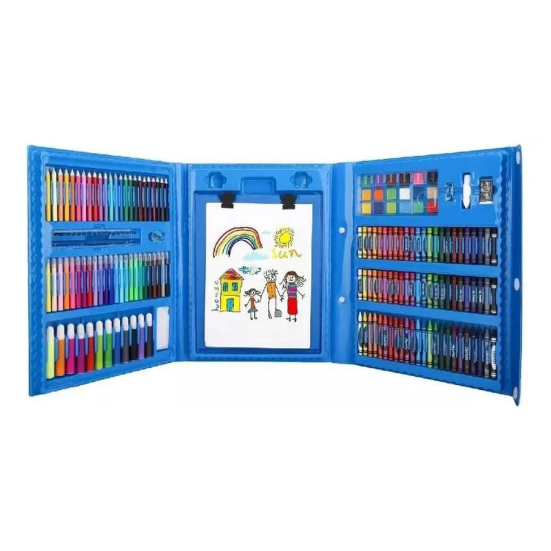 Super Mega Art Set 208 Piezas Crayon Lavable Incluye Estuche Rosa