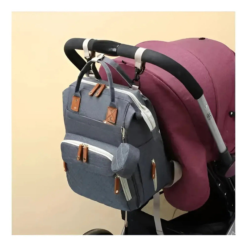 Pañalera Tipo Morral Mochila Con Bolsillos Termicos Usb 9010 Gris Oscuro