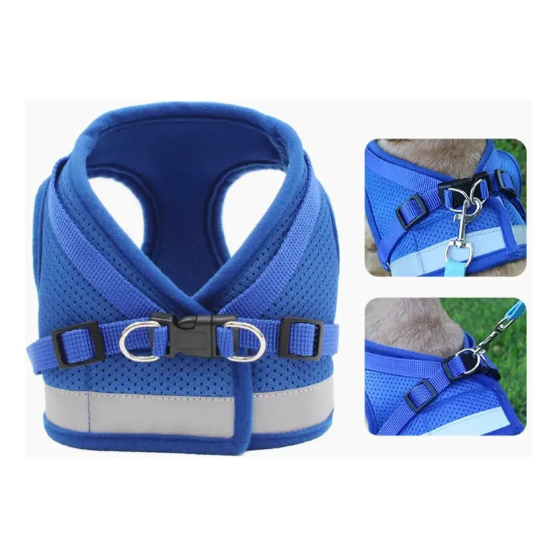 Arnés Pechera Correa Collar Ajustable Para Perros Y Gatos