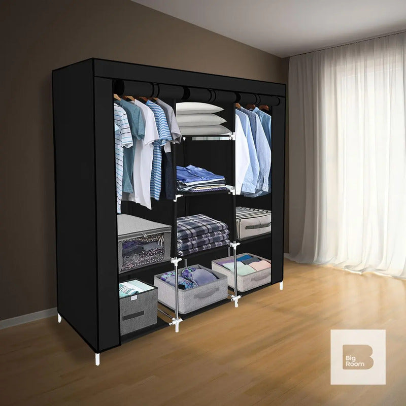Closet Ropero Armable 3 Puertas Organizador Portatil Color Negro