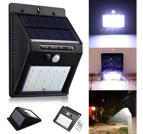 Lámpara Luz Led Exteriores Sensor Movimiento Panel Solar 20l