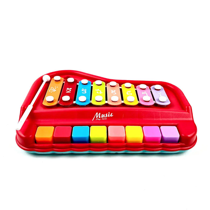 Juguete Musical Para Piano Rojo Con 8 Teclas, 2 En 1, Xilófono - Qg Imports