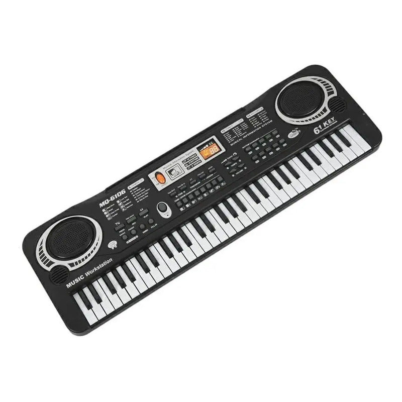 Teclado Organeta Piano Electrónico 61 Teclas Micrófono Usb 110v Negro
