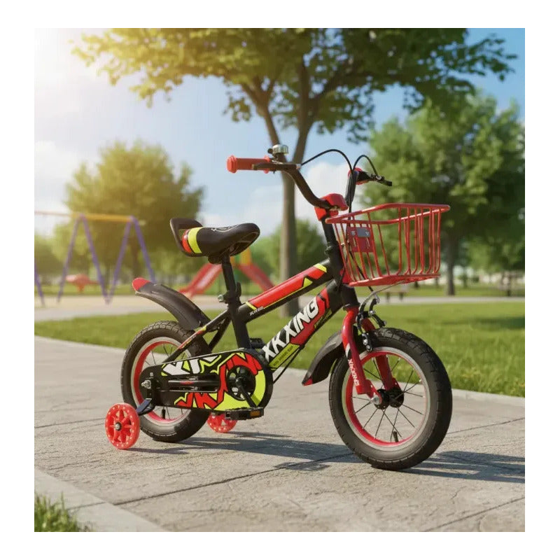 Bicicleta Infantil Con Canasta Y Pito Rin 12 Rojo Bc01-rj Rojo