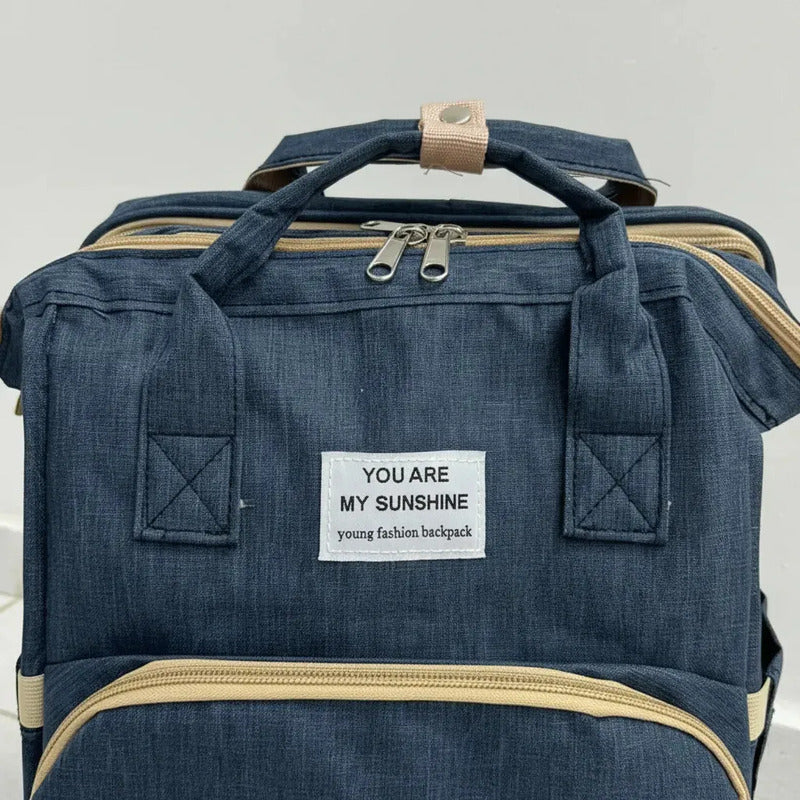Pañalera Multifuncional Bebe Mochila Con Puerto Usb 10984-1 Azul Liso