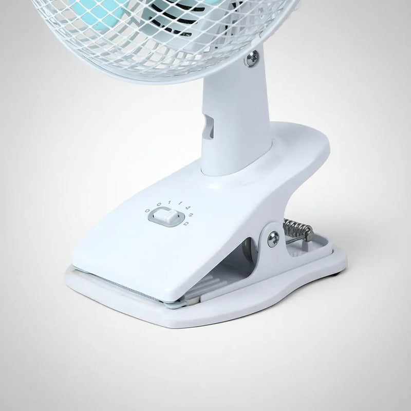 Ventilador Abanico De Mesa Y Pinza 2 En 1 3 Blanco 110v Azul Plástico